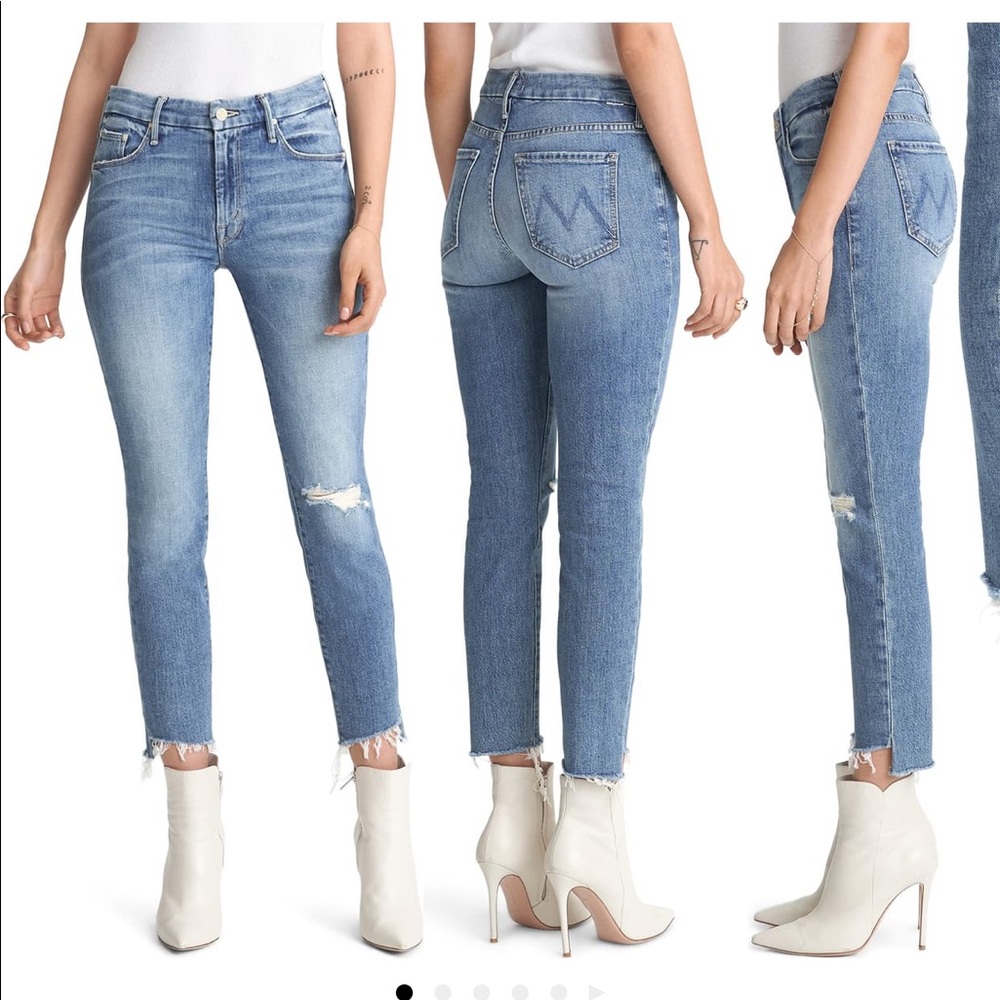 MOTHER denim The Looker raw hem frayed skinny jean